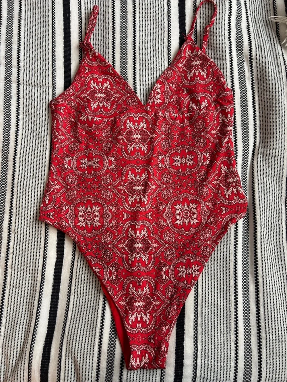 Frankie's Bikinis Red Paisley One-Piece Swimsuit